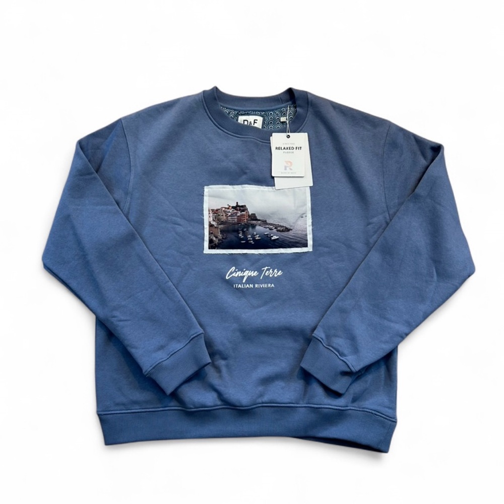 Italy stitched blue pullover sweater